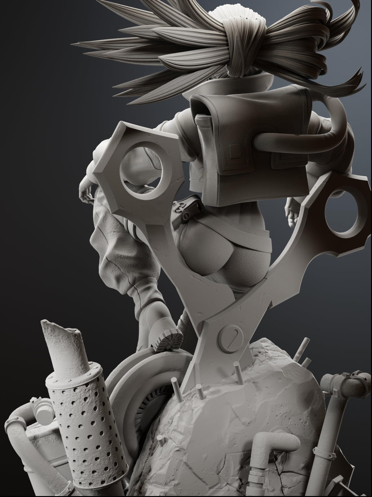 Sharp-Edged Cleaner Statue