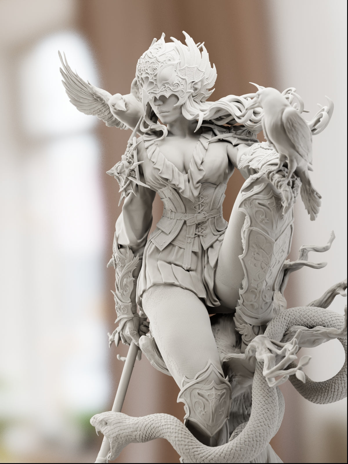 The Crow Queen | Maximum Detailed 12K 3D printed figure