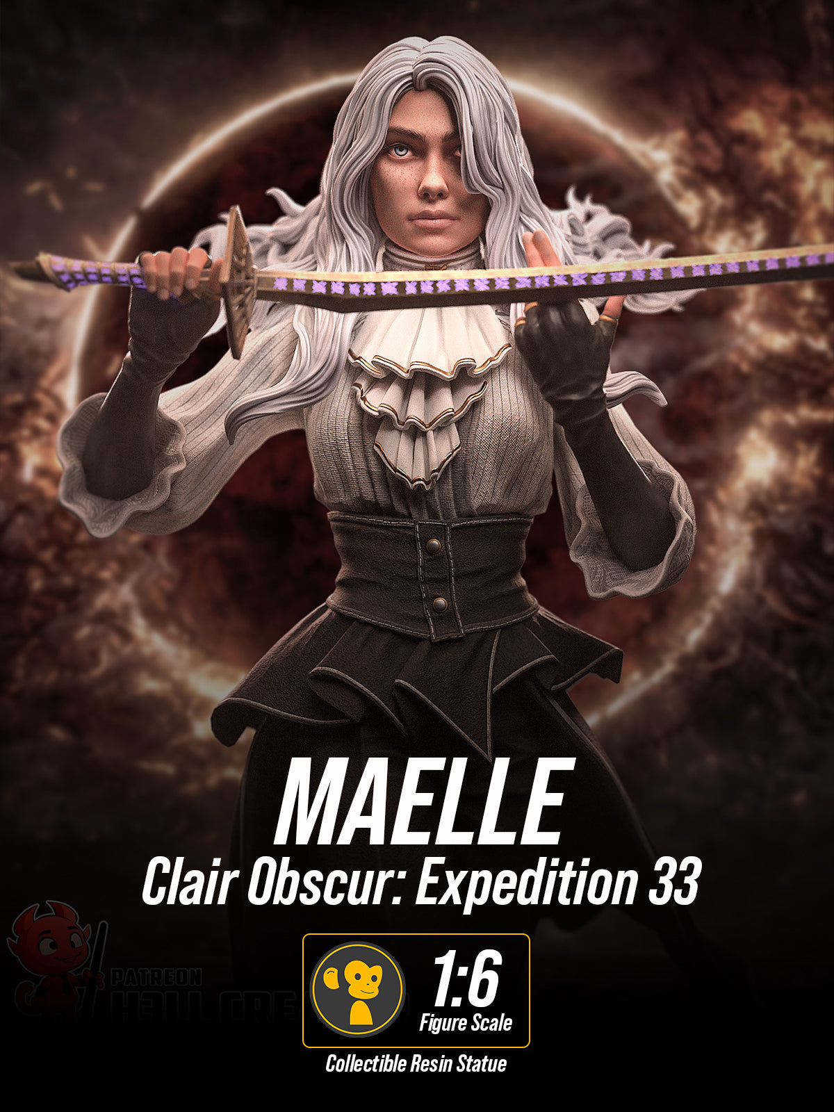 The Ashen Grace | Maximum Detailed 12K 3D printed figure