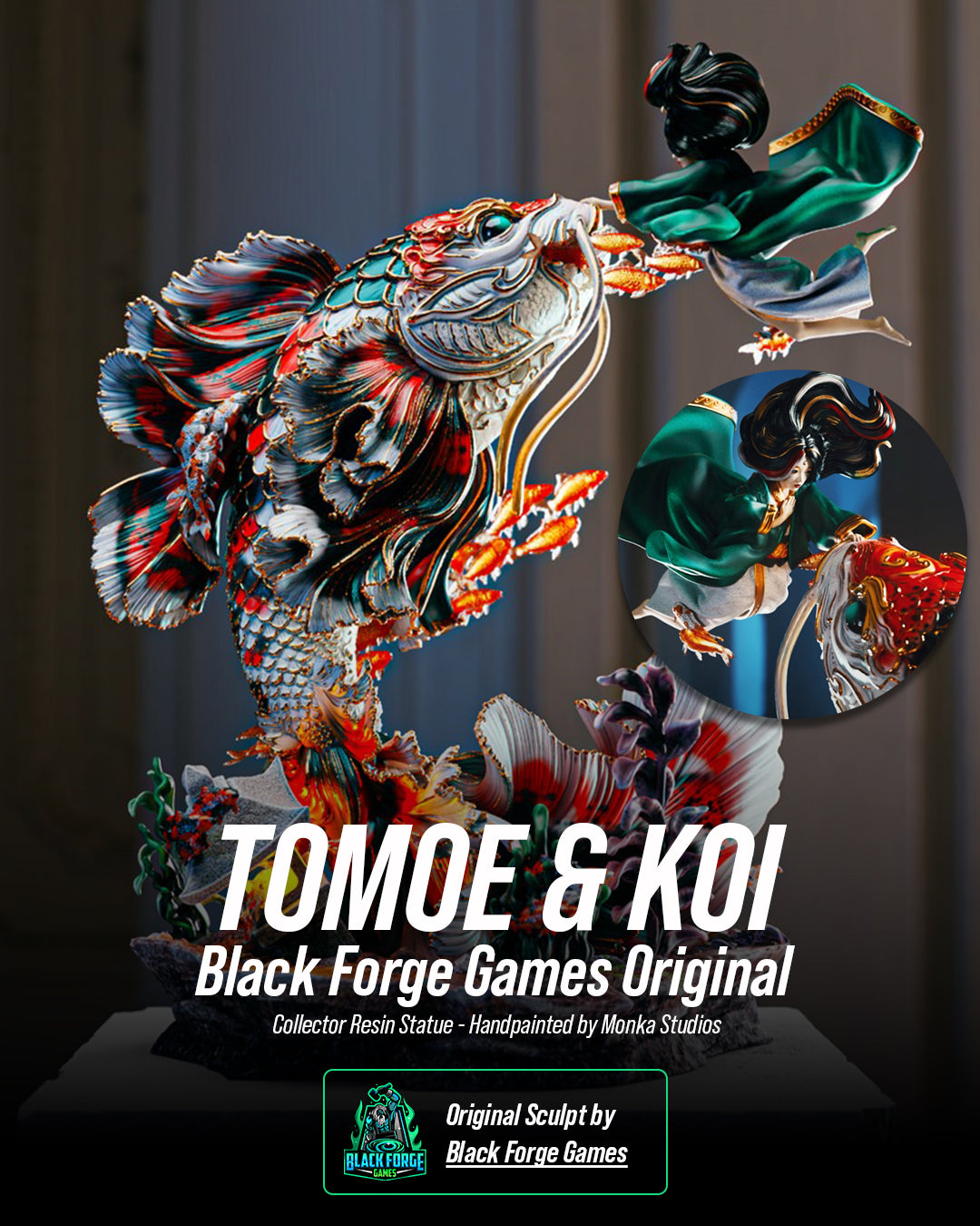 Tomoe & Koi Statue