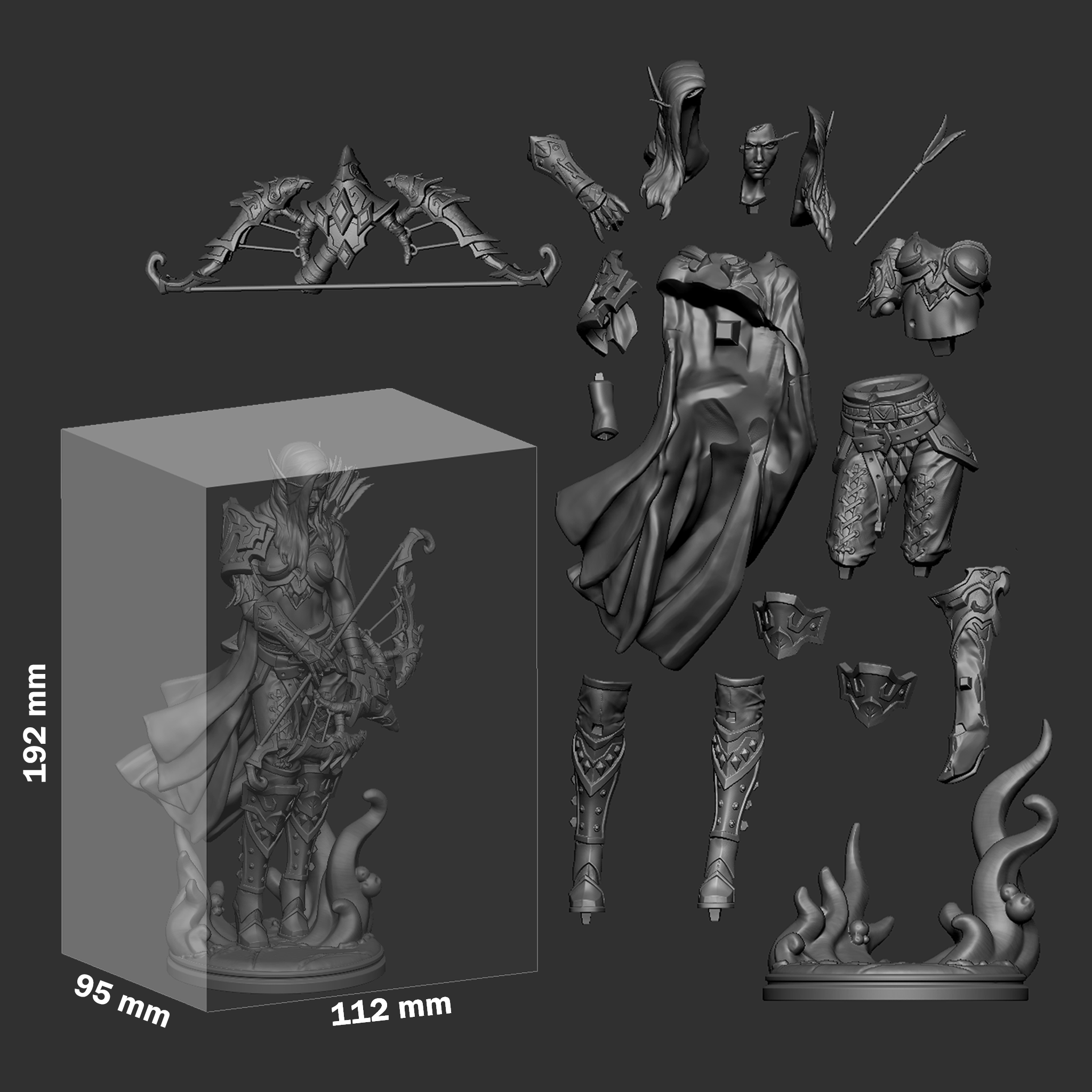 High Elf Huntress | Maximum Detailed 12K 3D printed figure
