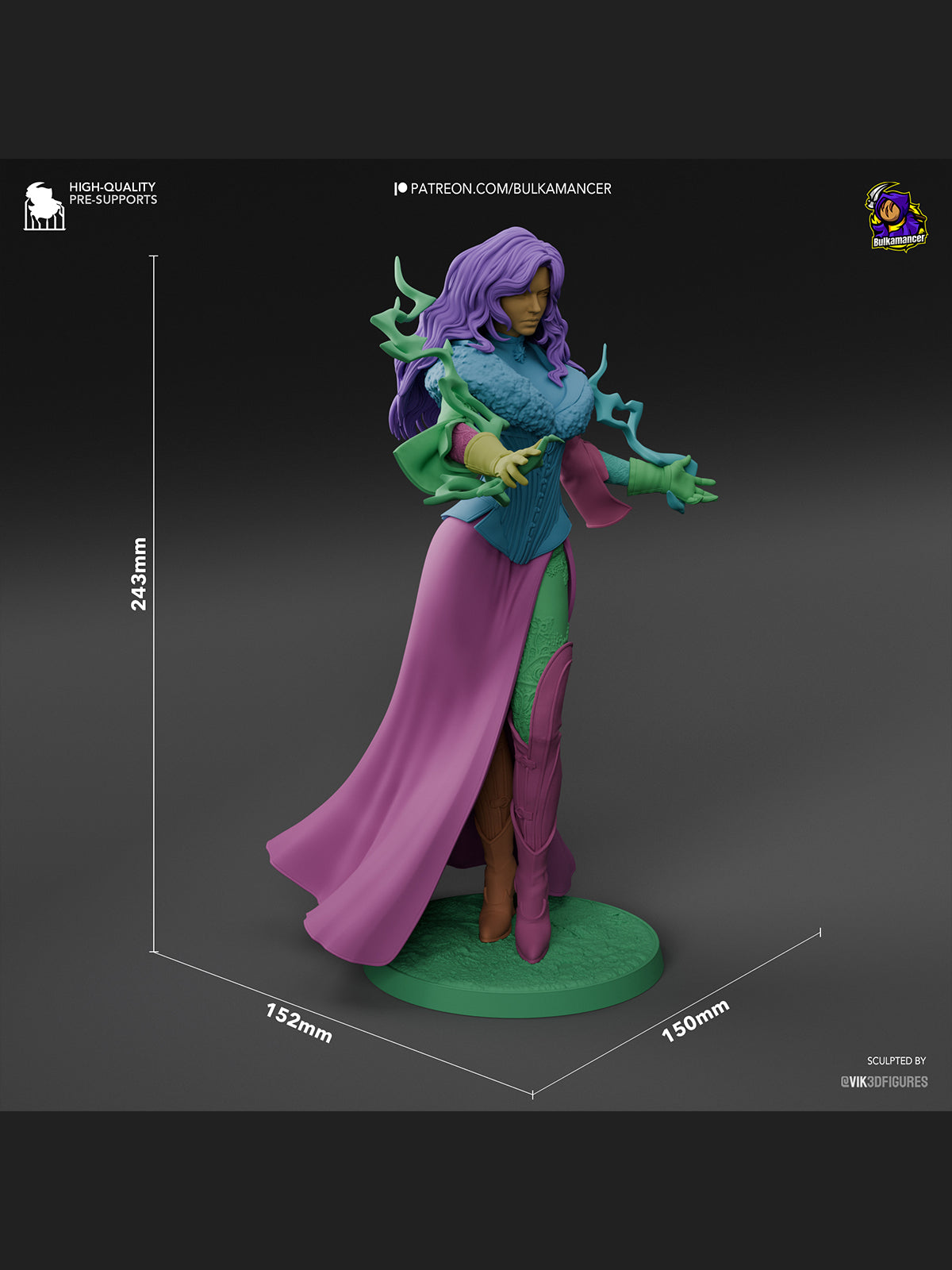 The Black Sorceress | Maximum Detailed 12K 3D printed figure